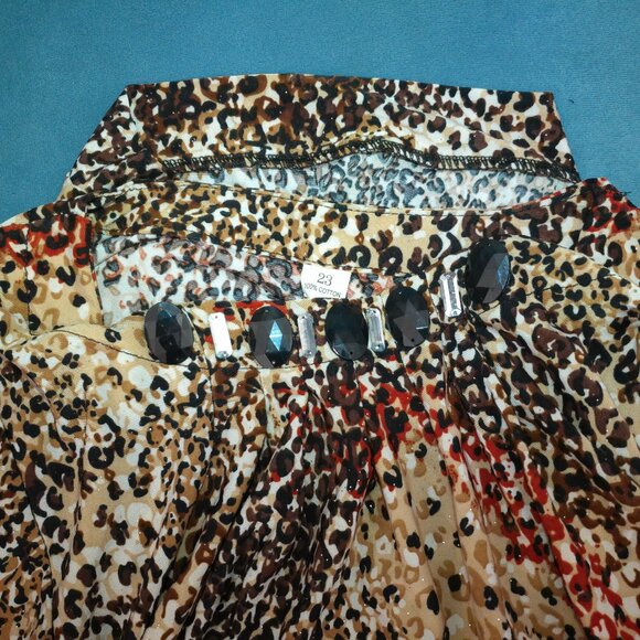 Red/beige/black Blouse, with rhinestone/glitters design - Picture 7 of 9